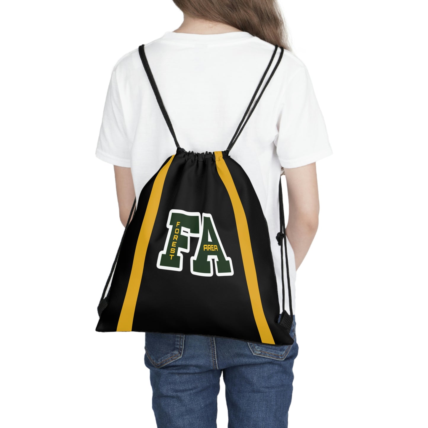 Outdoor Drawstring Bag Logo 1 #F13-02C Black/Yellow Stripe